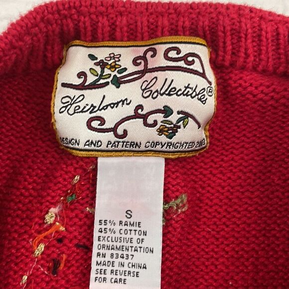 Vintage Heirloom Collectibles Christmas Embroidered Cardigan size Small - Picture 2 of 9